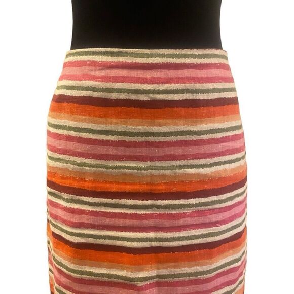 Talbots Multicolor Stripe Linen Pencil‎ Skirt Size 14 - Picture 1 of 13